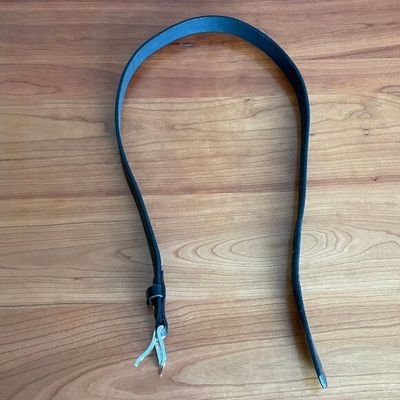 Black Leather Belt, Silver Buckle, Size 32 - Picture 7 of 7